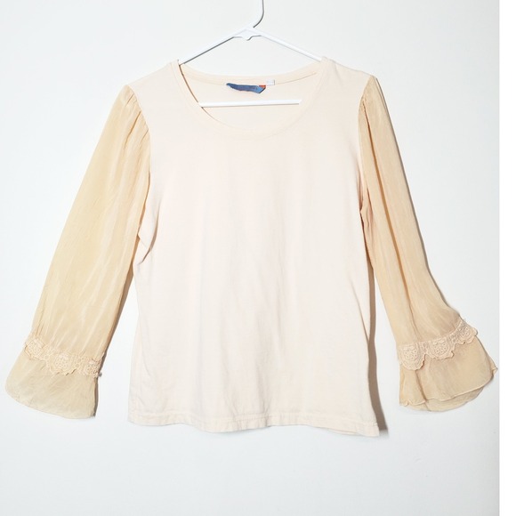 JOHNNY WAS VTG 90s Bell Sleeve Scoop Neck Top Womens Medium - Picture 9 of 9